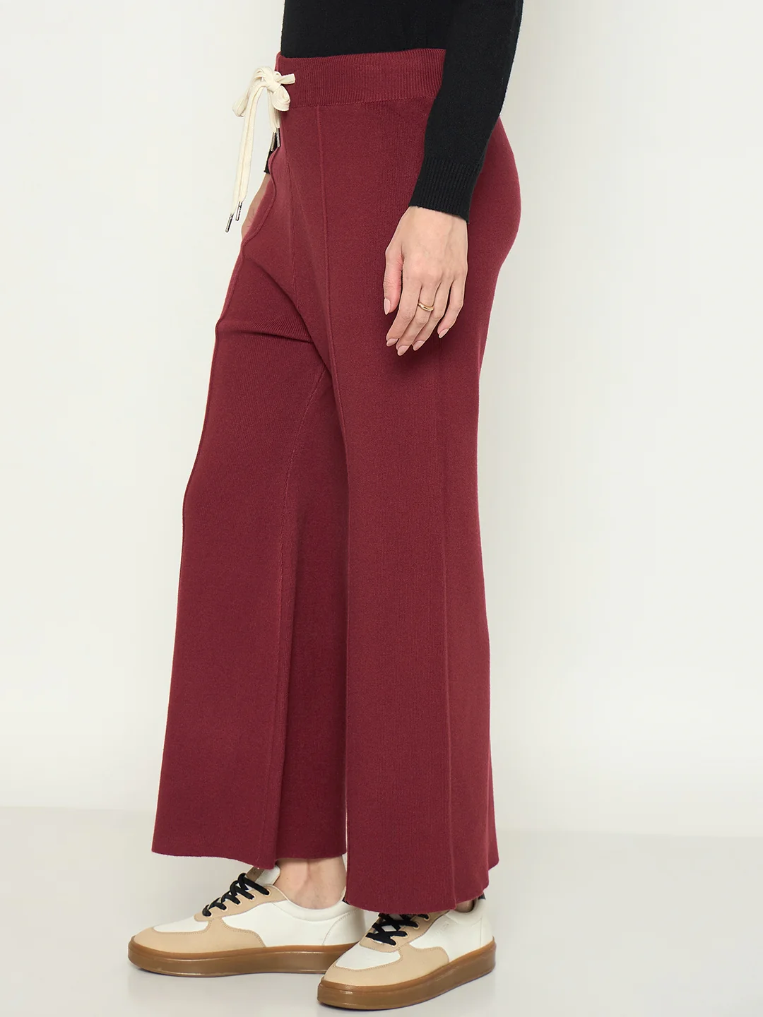 Madame Wine Colour Wide Leg Bottoms - Image 5