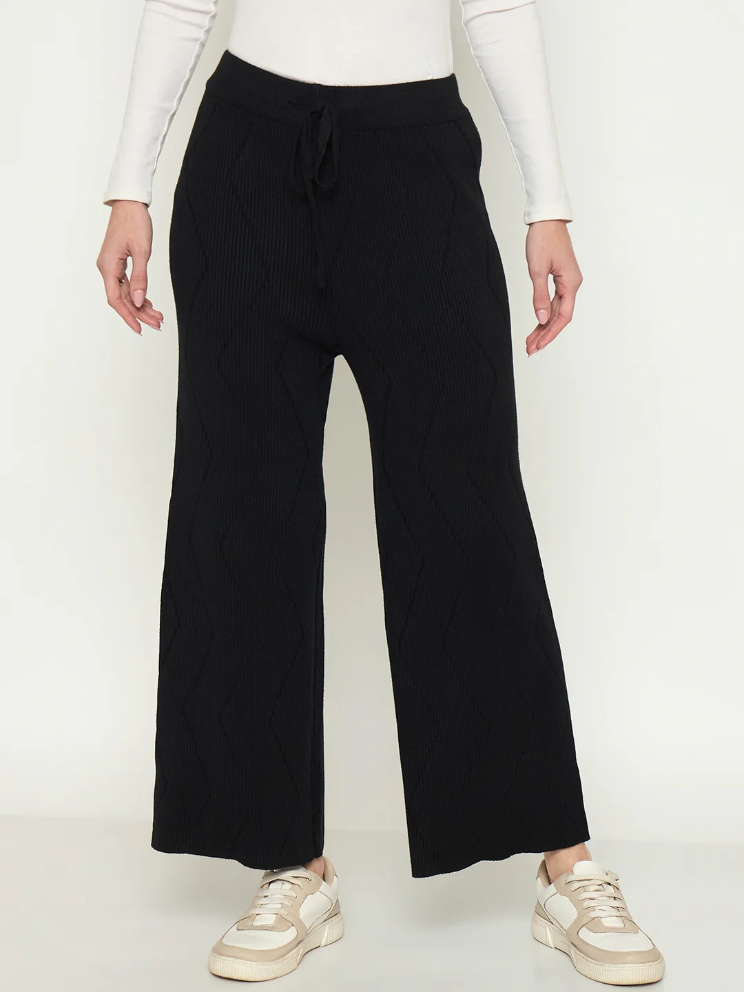 Madame Black Straight Fit Wool Bottoms