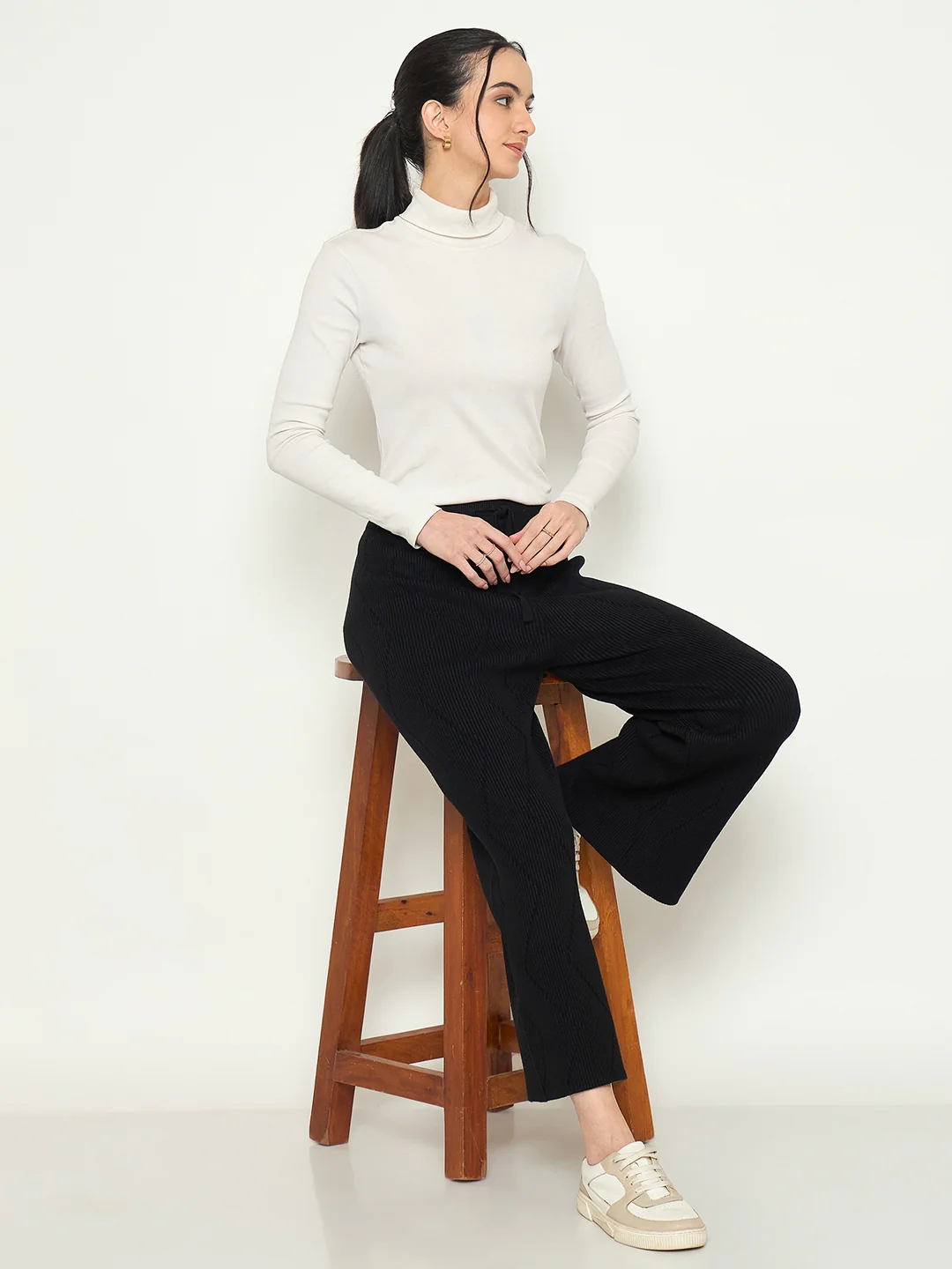 Madame Black Straight Fit Wool Bottoms - Image 2