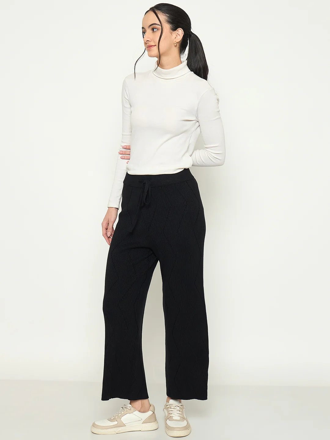 Madame Black Straight Fit Wool Bottoms - Image 3