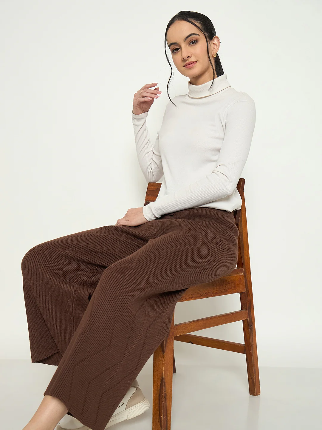 Madame Brown Straight Fit Wool Bottoms - Image 2