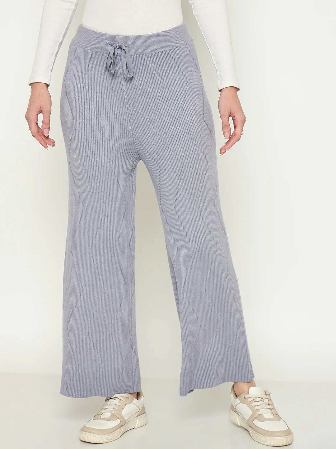 Madame Mauve Colour Straight Fit Wool Bottoms