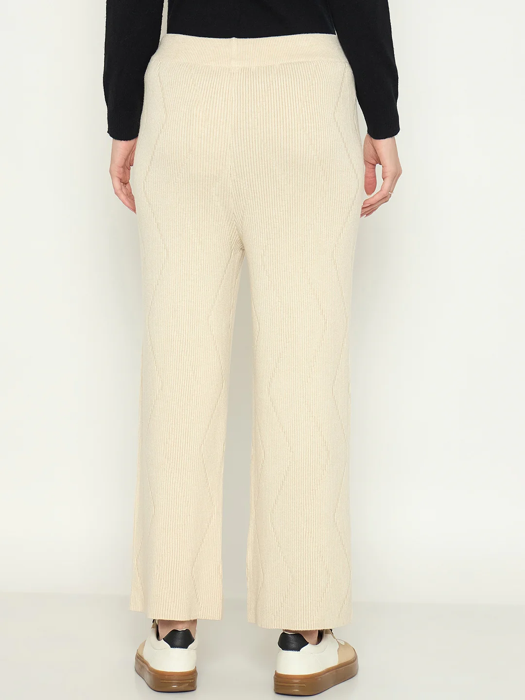 Madame Off White Colour Straight Fit Wool Bottoms - Image 6