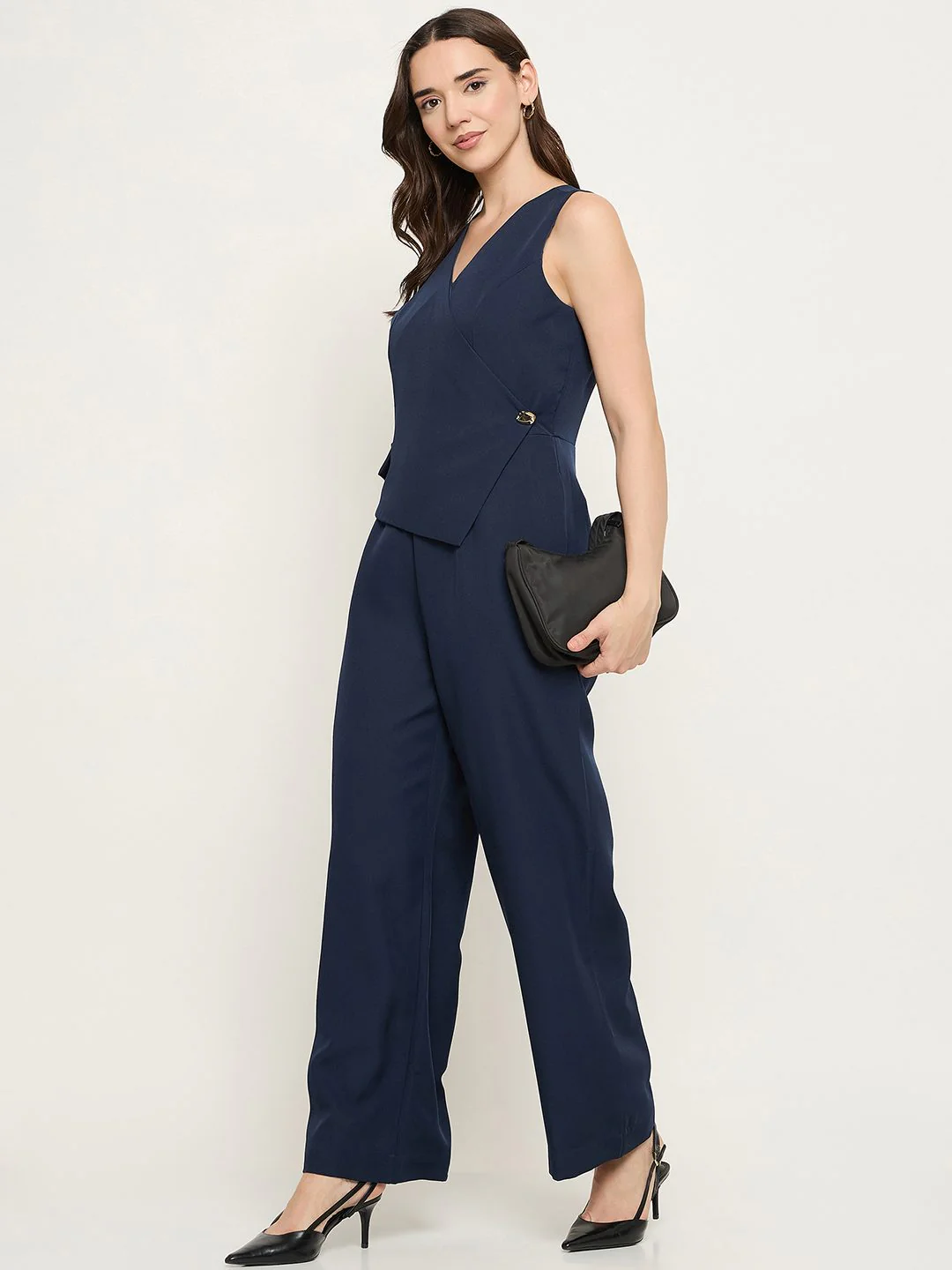 Madame Front Overlap Blue Jumpsuit - Image 3