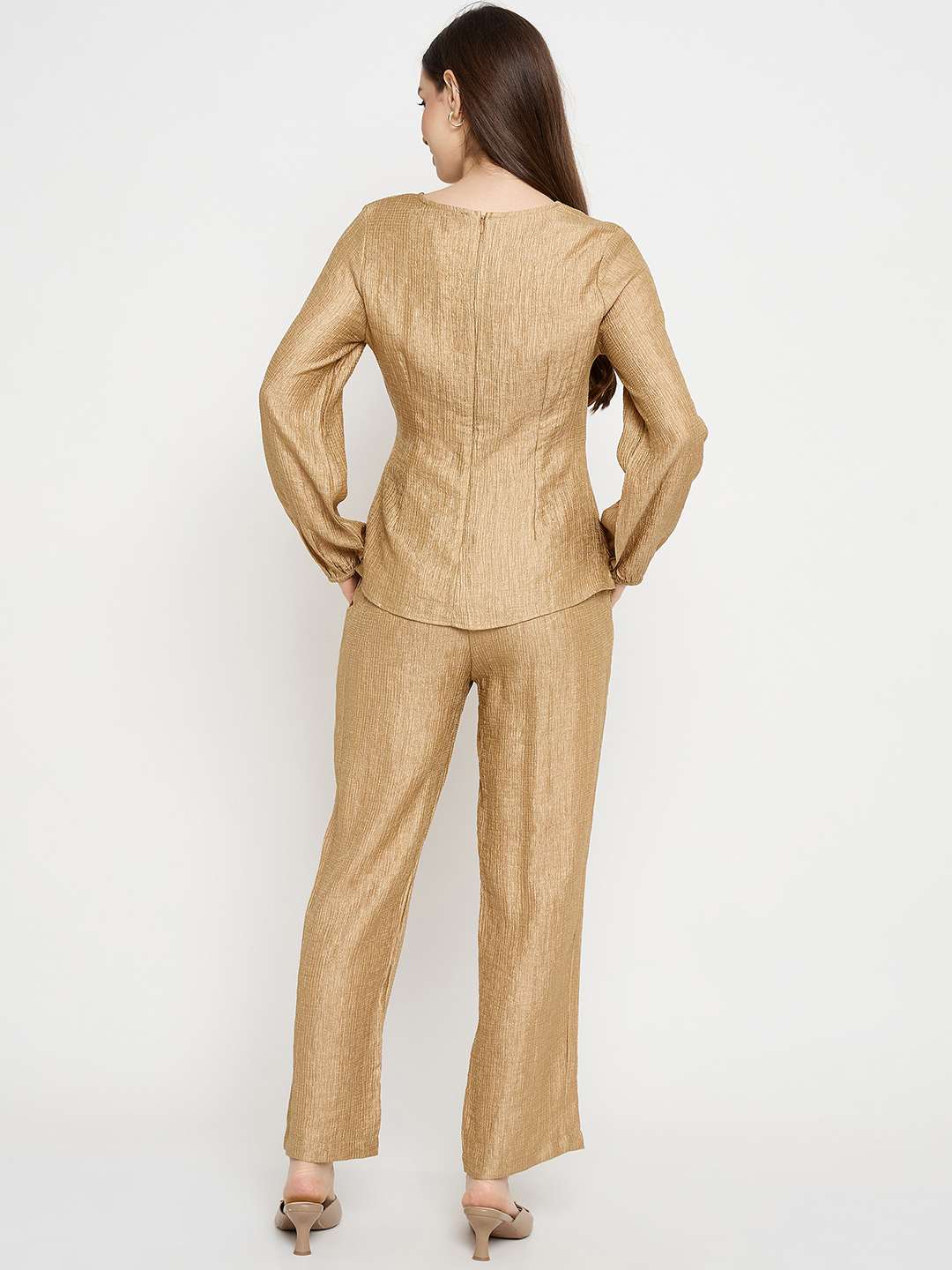 Madame Tie Knot Top and Straight Bottoms Golden Yellow Co-ord Set - Image 6