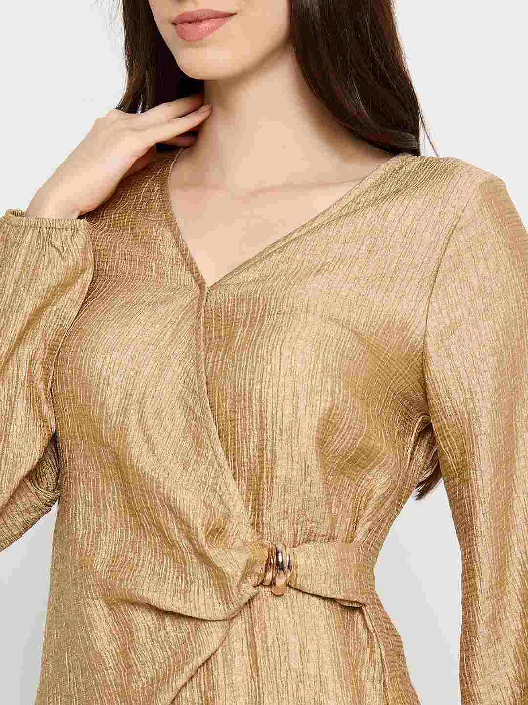 Madame Tie Knot Top and Straight Bottoms Golden Yellow Co-ord Set - Image 7