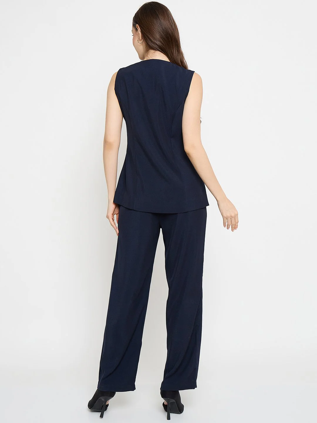 Madame Asymmetrical Neck Navy Blue Top - Image 6