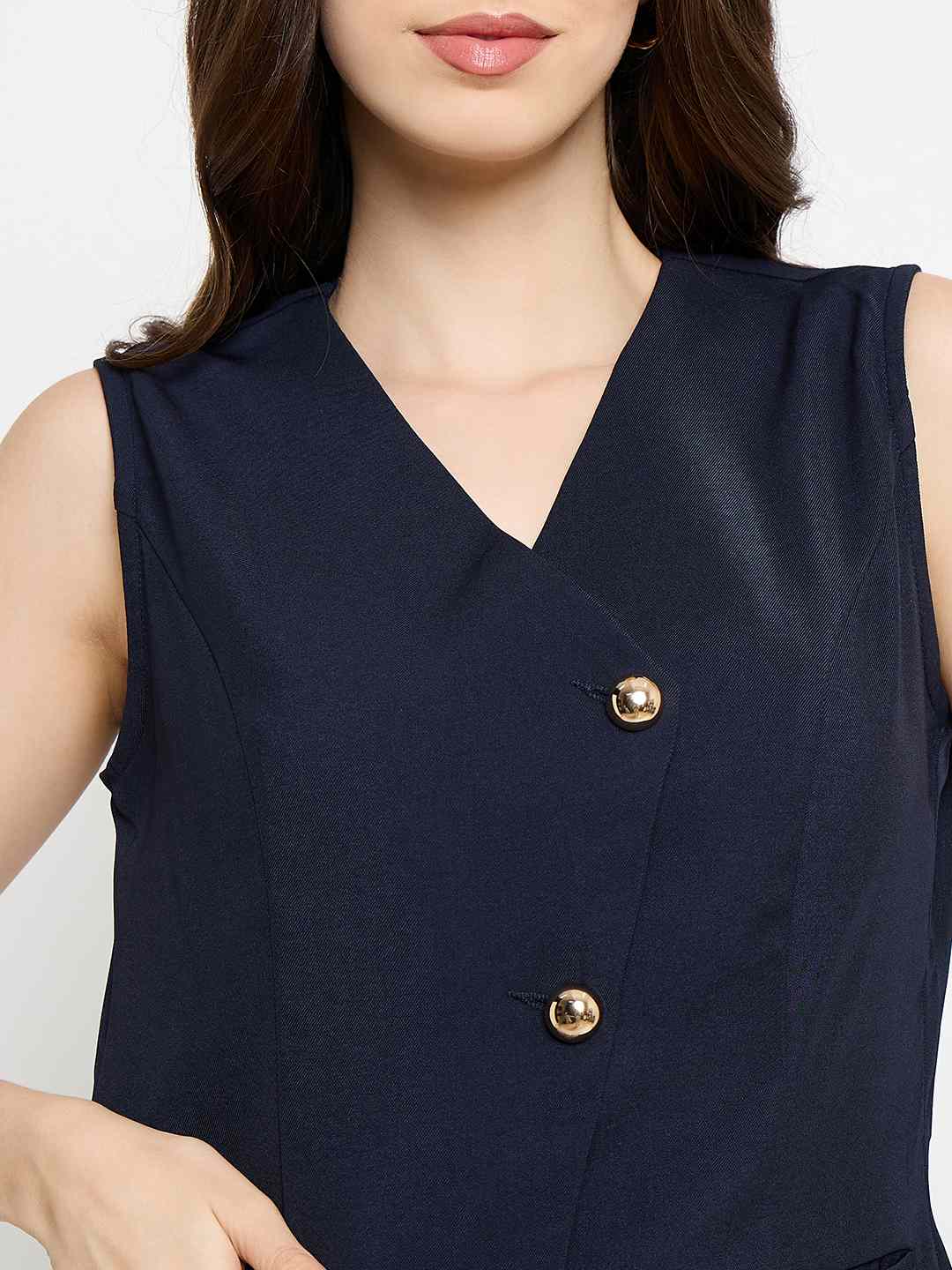Madame Asymmetrical Neck Navy Blue Top - Image 7