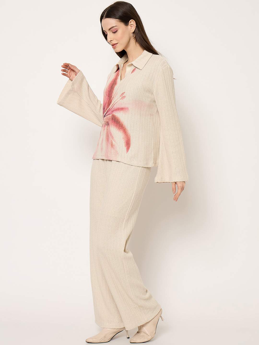 Madame Beige Floral Print Shirt - Image 5