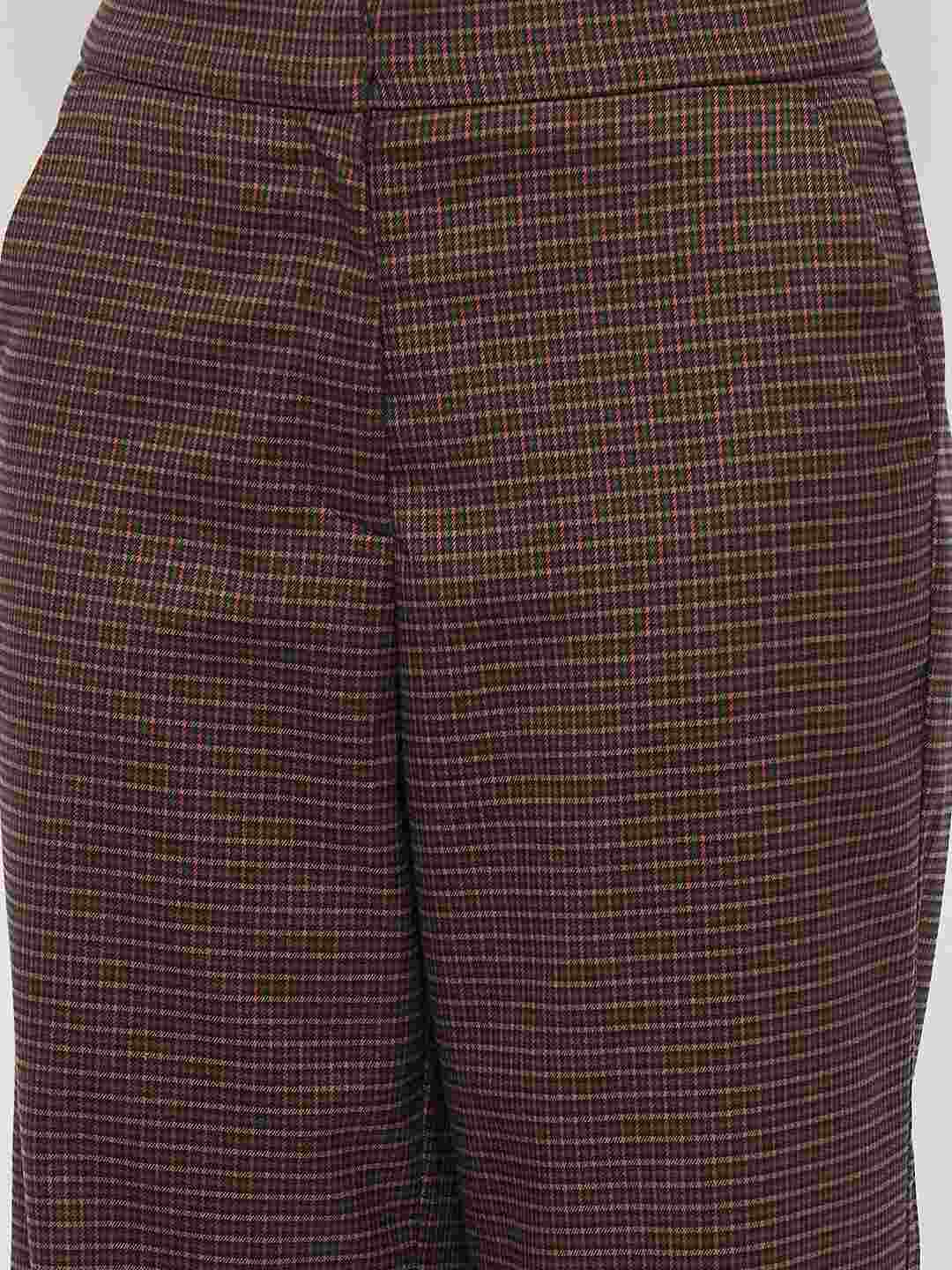 Madame Solid Brown Flared Trousers - Image 7