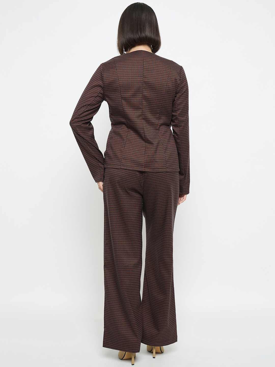 Madame Solid Button Down Brown Top - Image 6