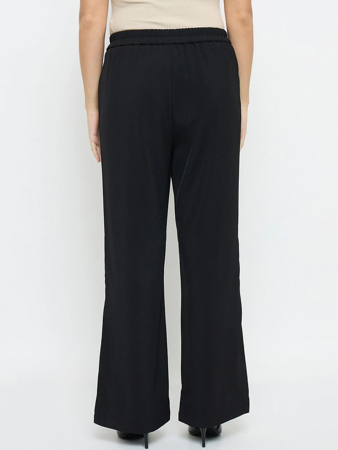 Madame Solid Straight Fit Black Trousers - Image 6