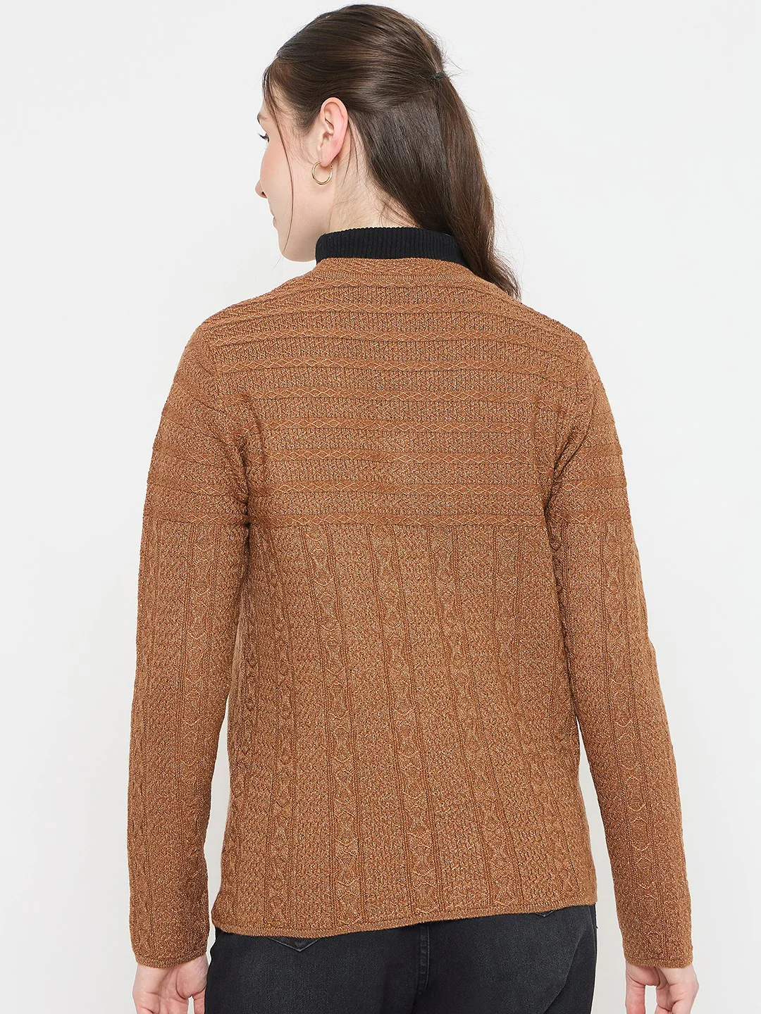Madame Brown V-Neck Cardigan with Buttons - Image 6