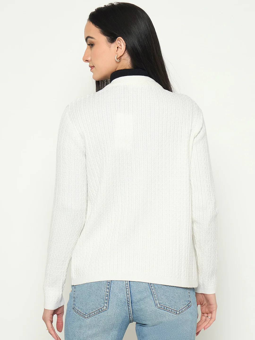 Madame White Single Button Off White Cardigan - Image 5