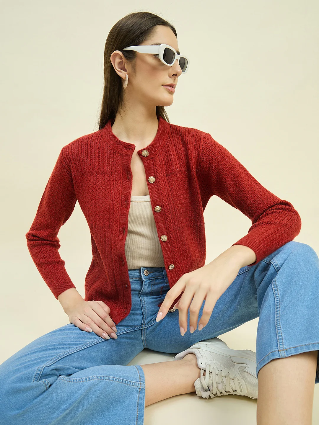 Madame Rust Round Neck Cardigan - Image 3