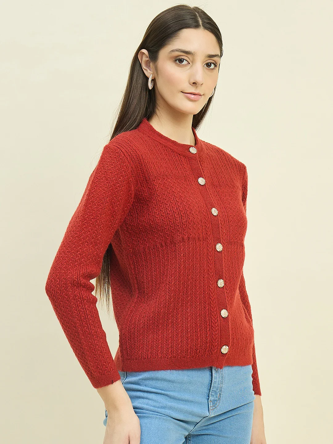 Madame Rust Round Neck Cardigan - Image 4