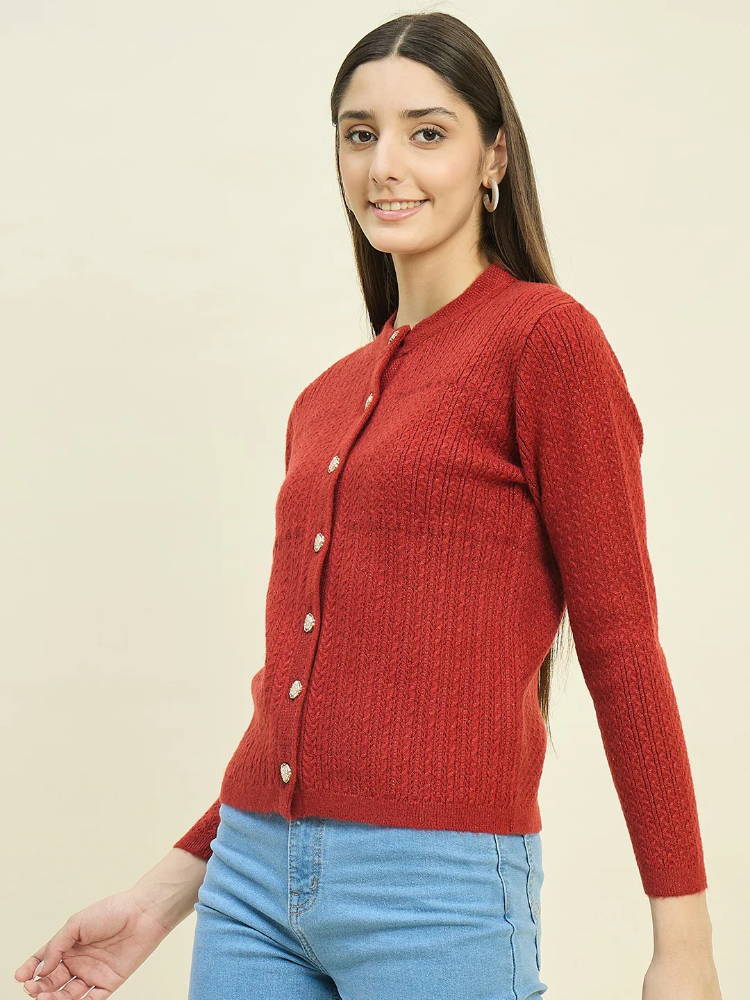 Madame Rust Round Neck Cardigan - Image 5