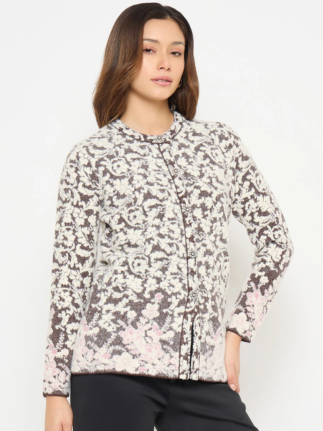 Madame Animal Print Brown Cardigan - Image 4