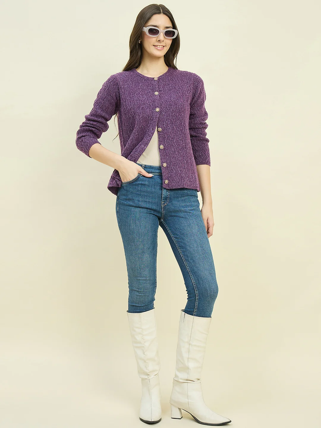Madame Purple Cardigan with Buttons - Image 3