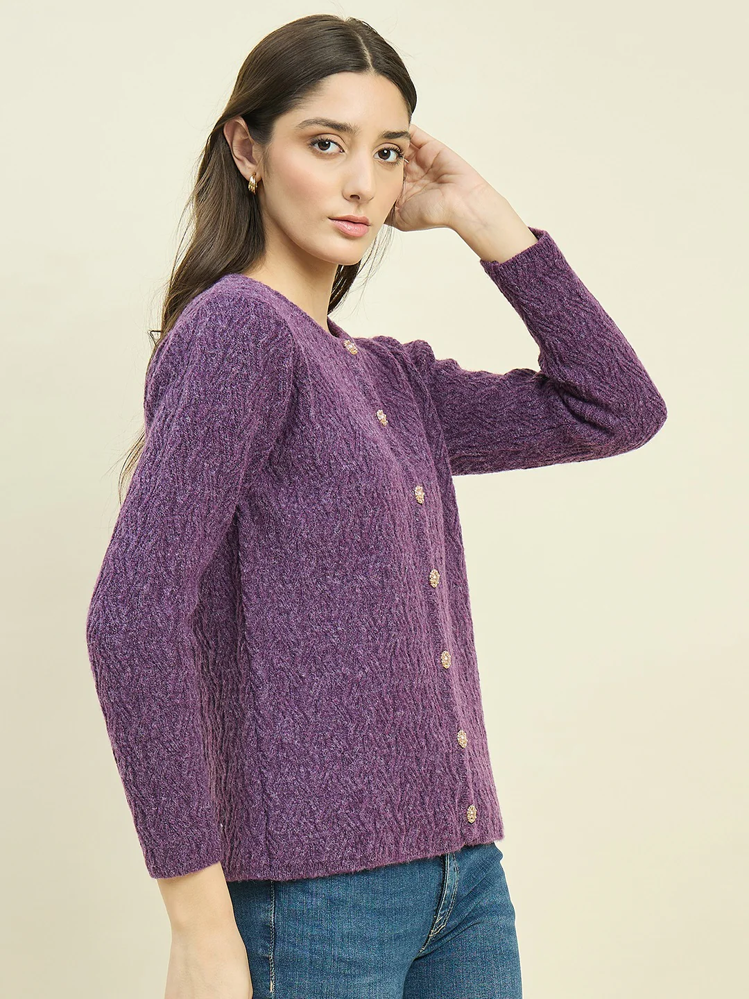 Madame Purple Cardigan with Buttons - Image 4