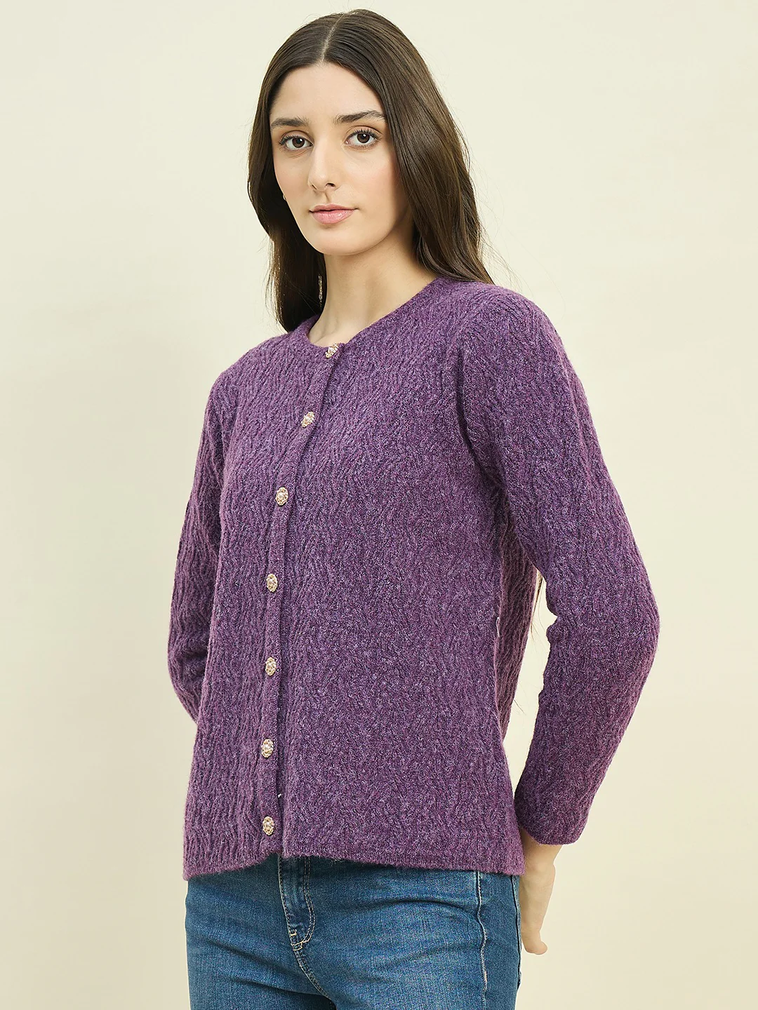 Madame Purple Cardigan with Buttons - Image 5