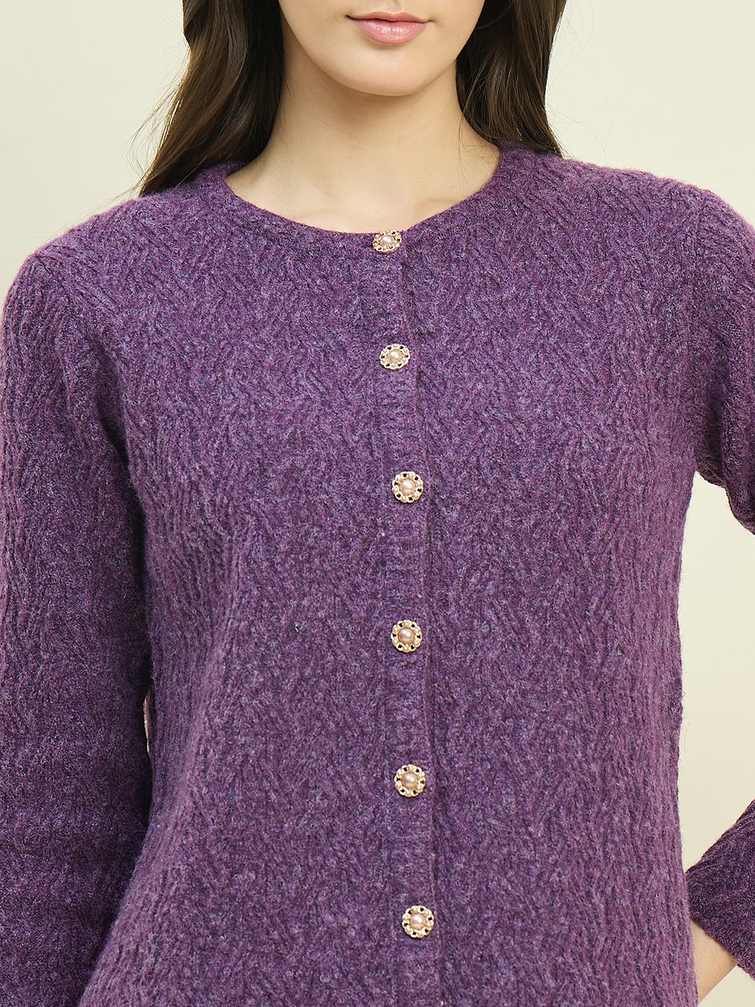 Madame Purple Cardigan with Buttons - Image 7