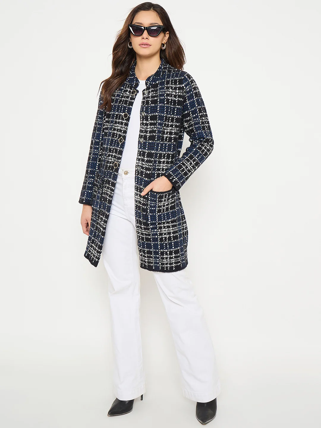 Madame Checkered Long Cardigan - Image 3