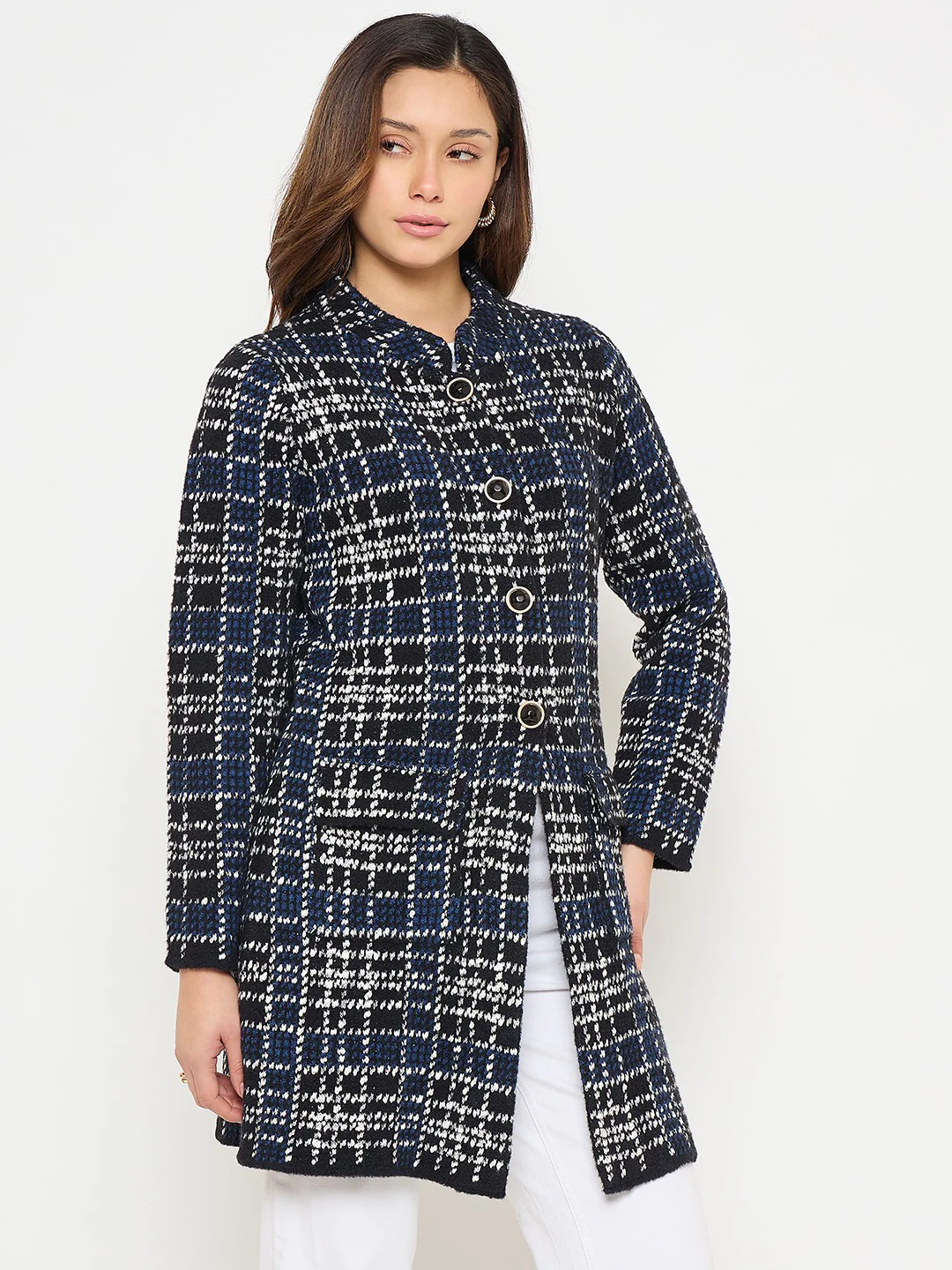 Madame Checkered Long Cardigan - Image 4