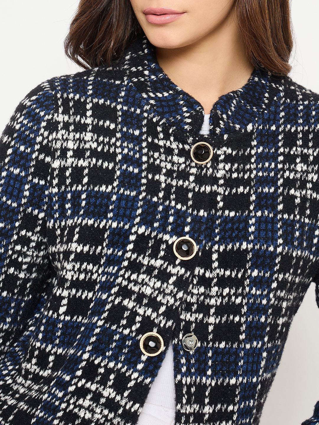 Madame Checkered Long Cardigan - Image 7