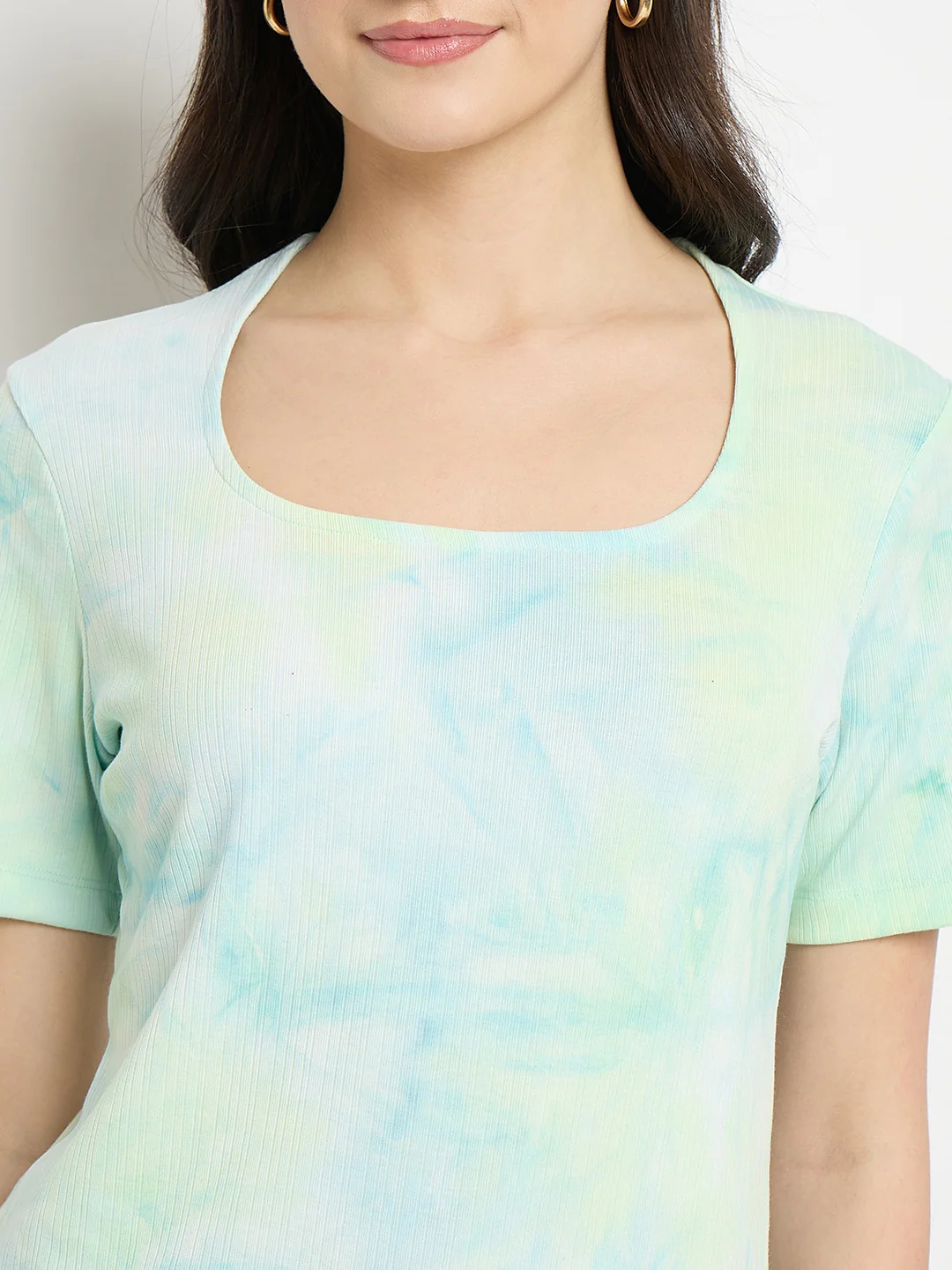 Madame Sea Green Tie Dye Round Neck T-Shirt - Image 7