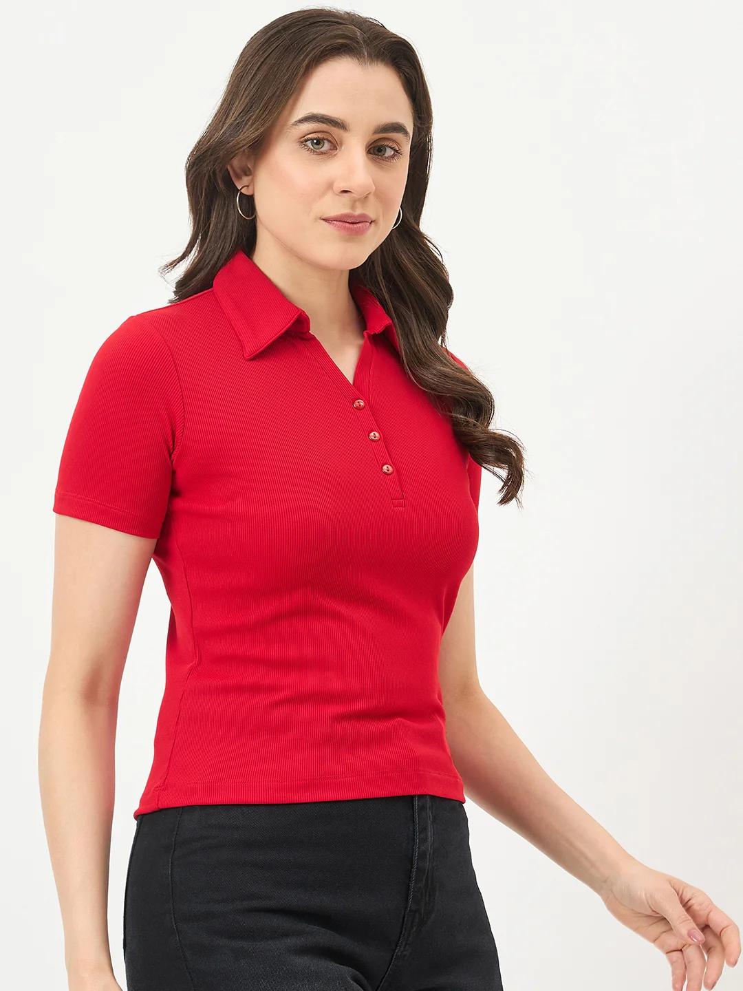 Madame Red Half-Sleeve Slim-Fit T-Shirt - Image 4