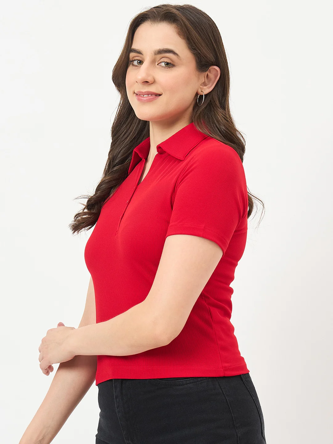 Madame Red Half-Sleeve Slim-Fit T-Shirt - Image 5