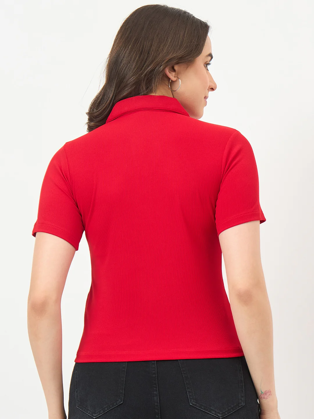 Madame Red Half-Sleeve Slim-Fit T-Shirt - Image 6