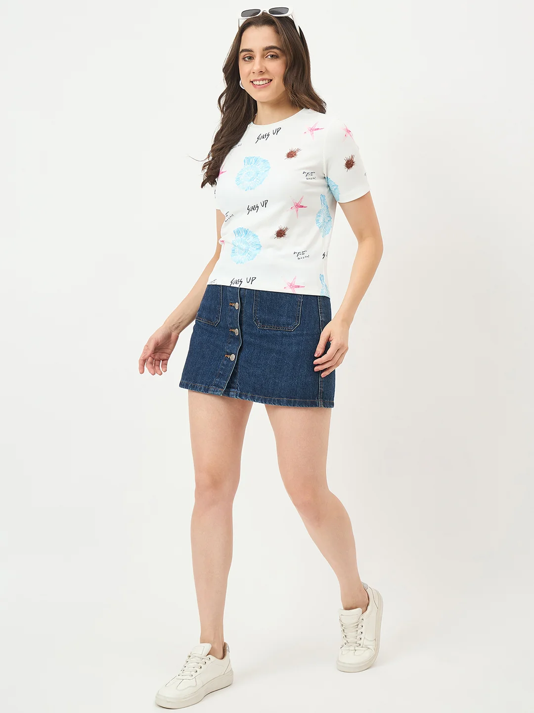 Madame White Slim-Fit Half-Sleeve Stretch Top - Image 2