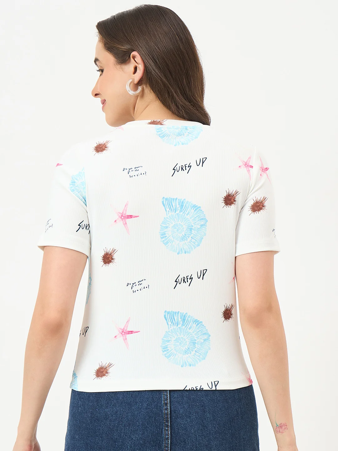 Madame White Slim-Fit Half-Sleeve Stretch Top - Image 5