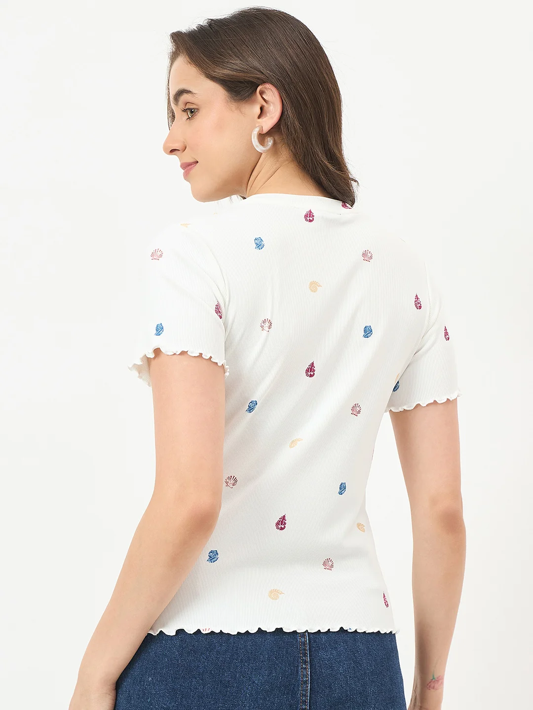Madame White Stretch Half-Sleeve Top - Image 6