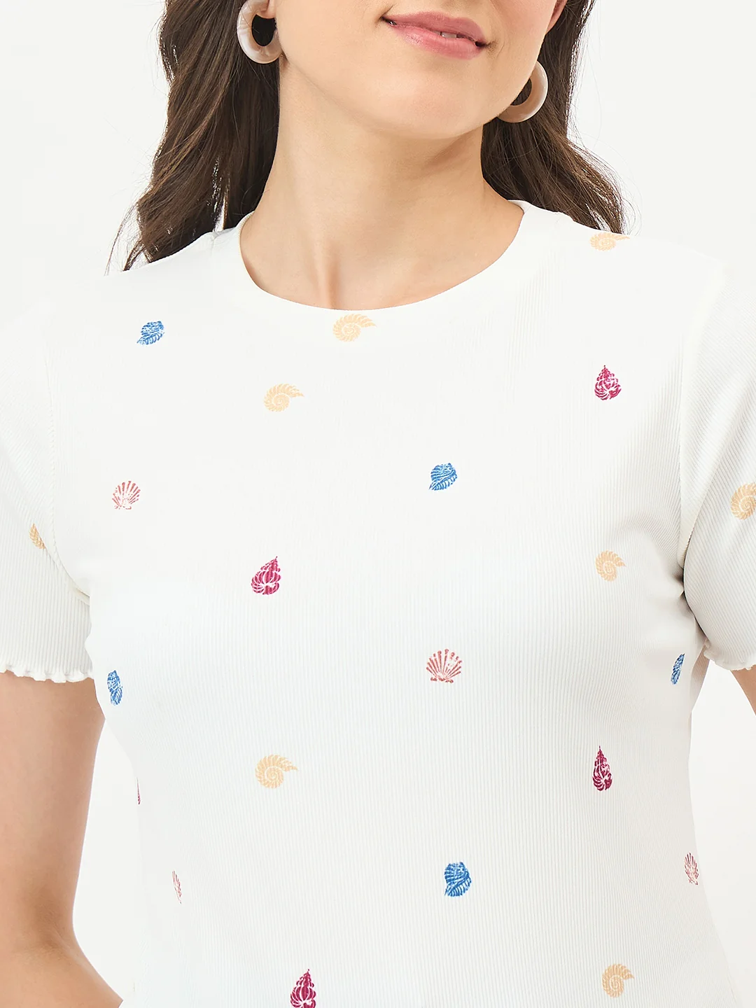 Madame White Stretch Half-Sleeve Top - Image 7