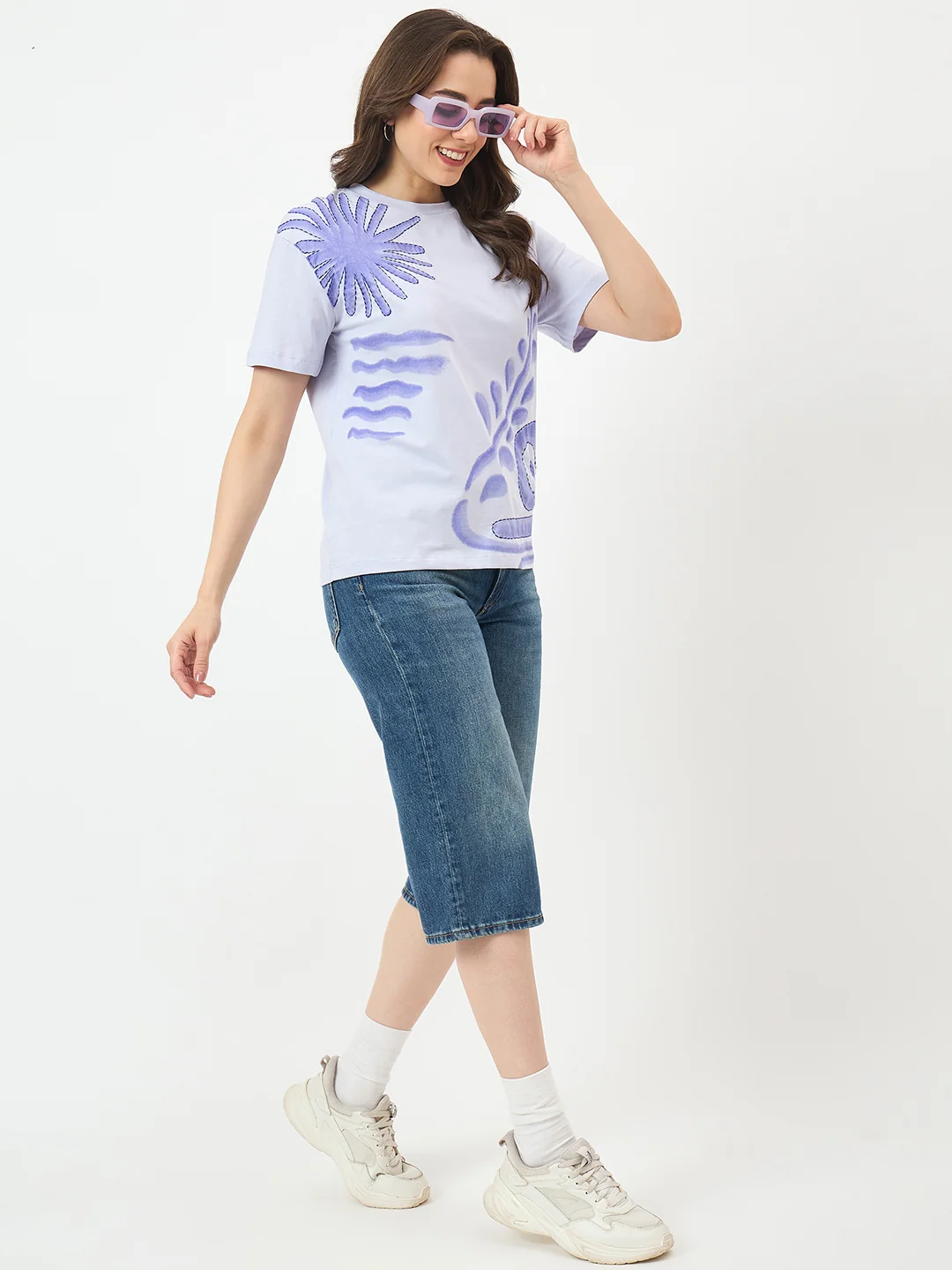 Madame Mauve Cotton Half-Sleeve Top - Image 3