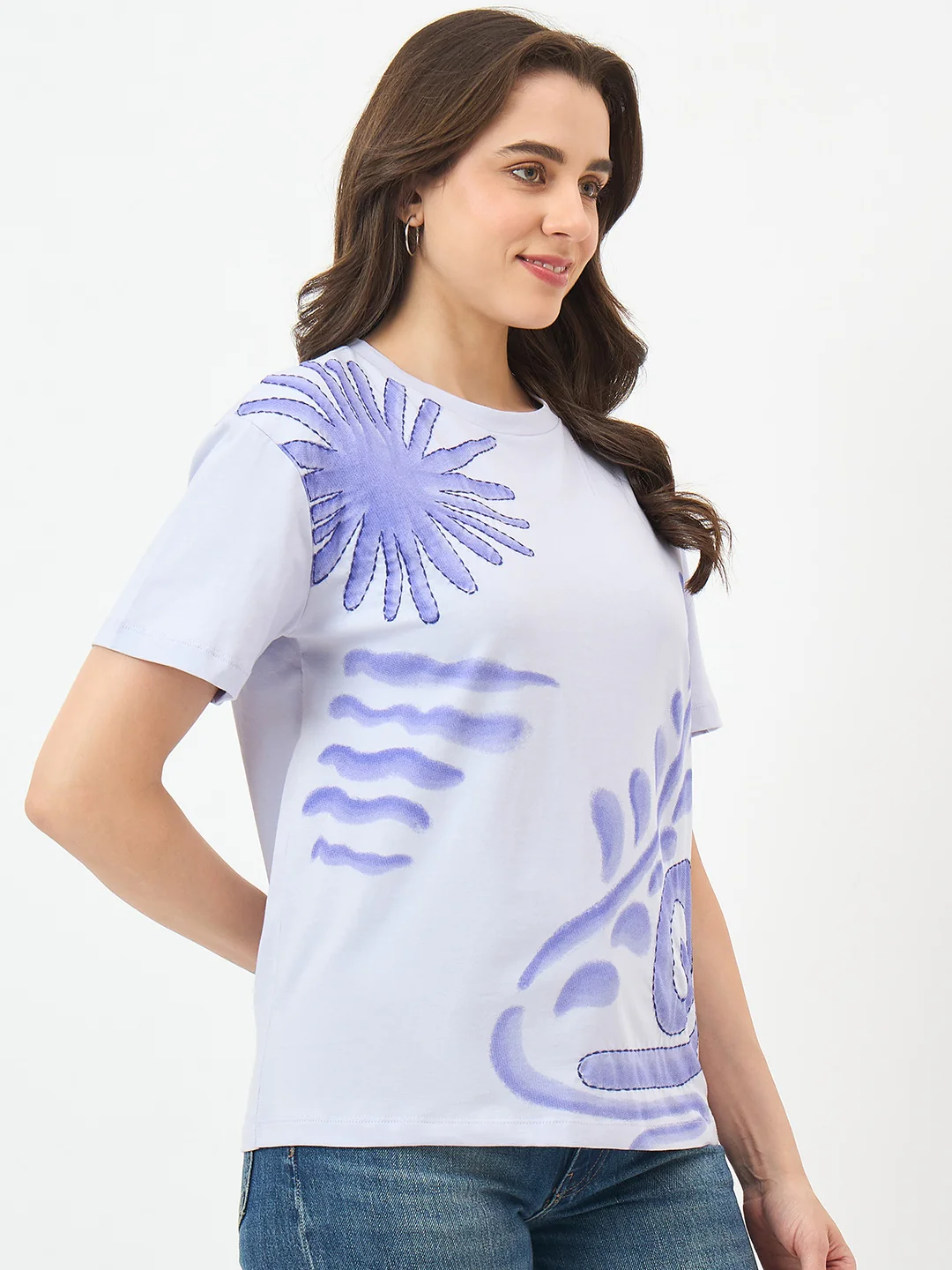 Madame Mauve Cotton Half-Sleeve Top - Image 4