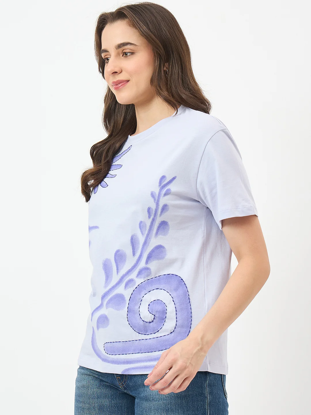 Madame Mauve Cotton Half-Sleeve Top - Image 5