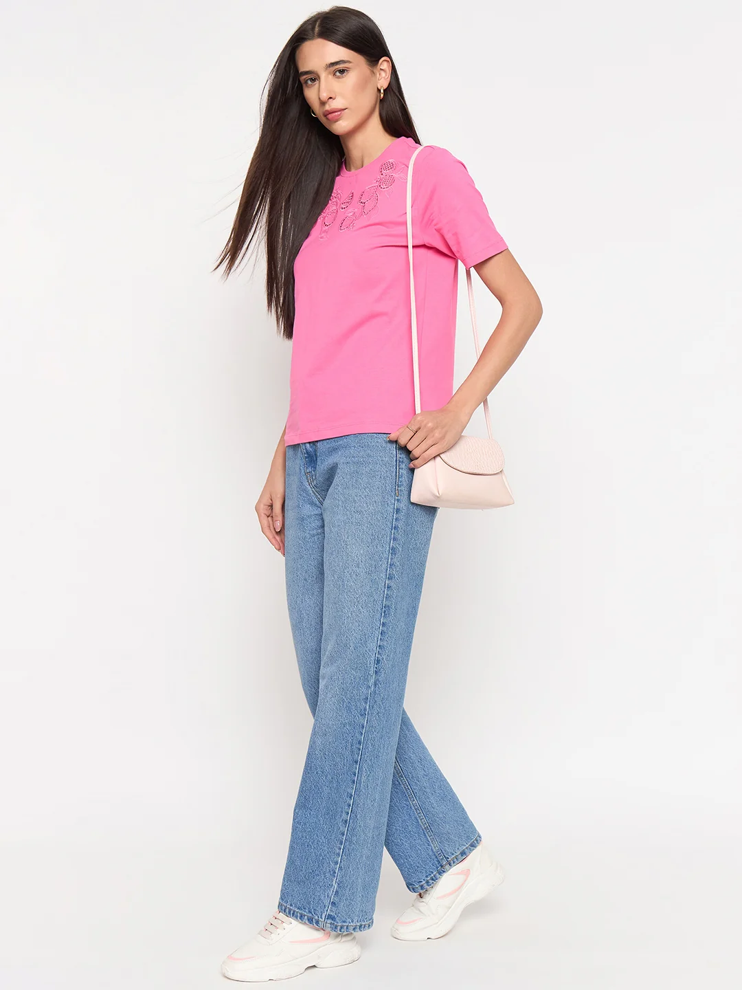 Madame Pink Cotton Half-Sleeve T-Shirt - Image 3