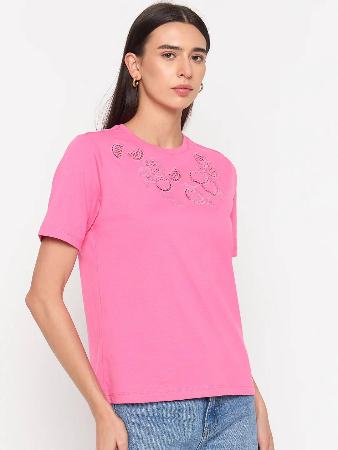 Madame Pink Cotton Half-Sleeve T-Shirt - Image 4
