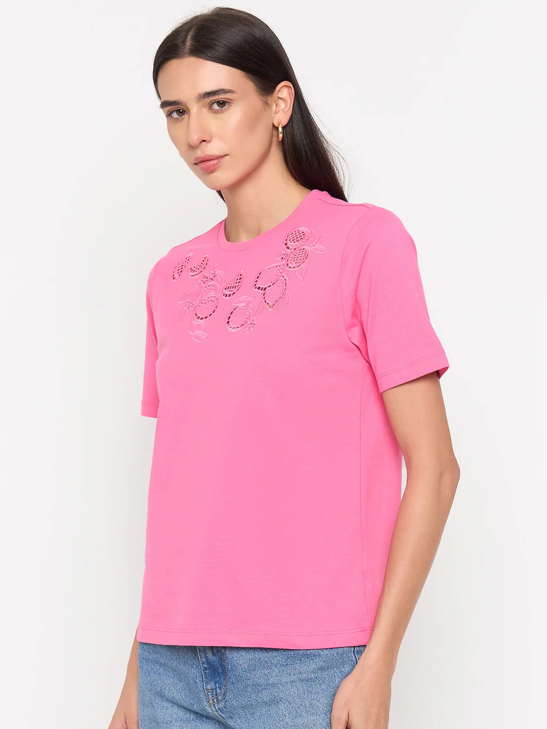 Madame Pink Cotton Half-Sleeve T-Shirt - Image 5