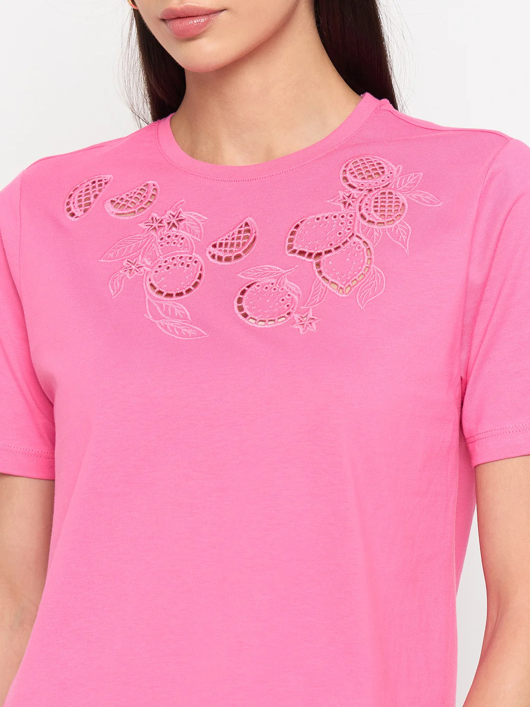 Madame Pink Cotton Half-Sleeve T-Shirt - Image 7
