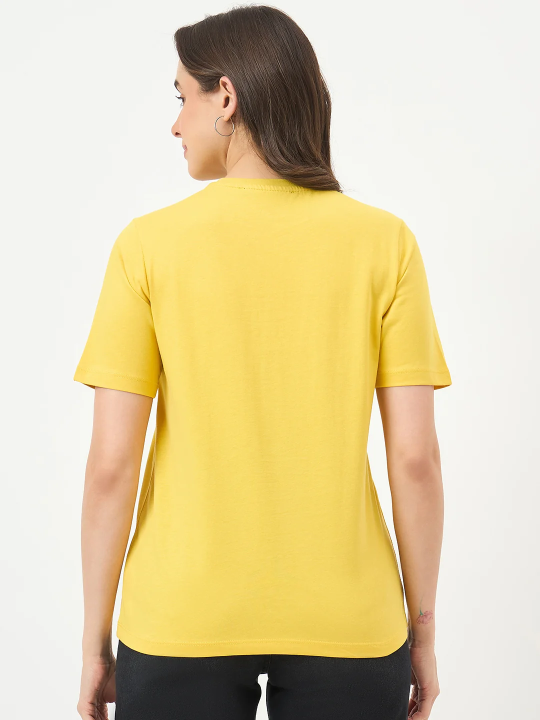 Madame Yellow Cotton Half-Sleeve T-Shirt - Image 6