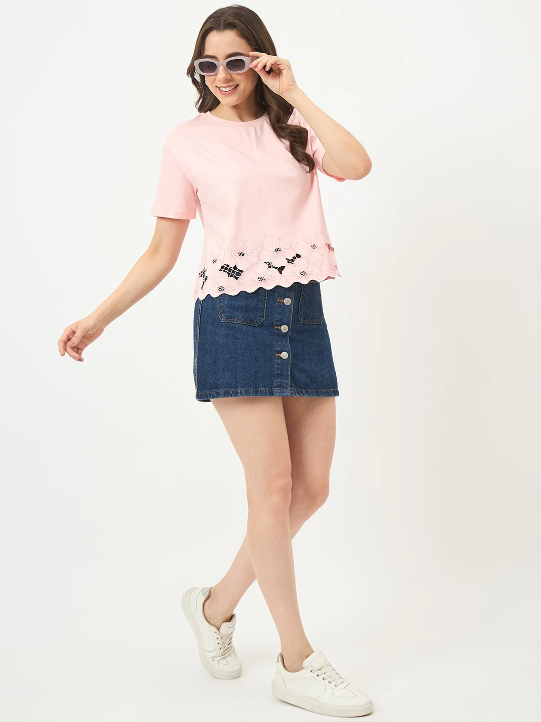 Madame Powder Pink Cotton Half-Sleeve Top - Image 3