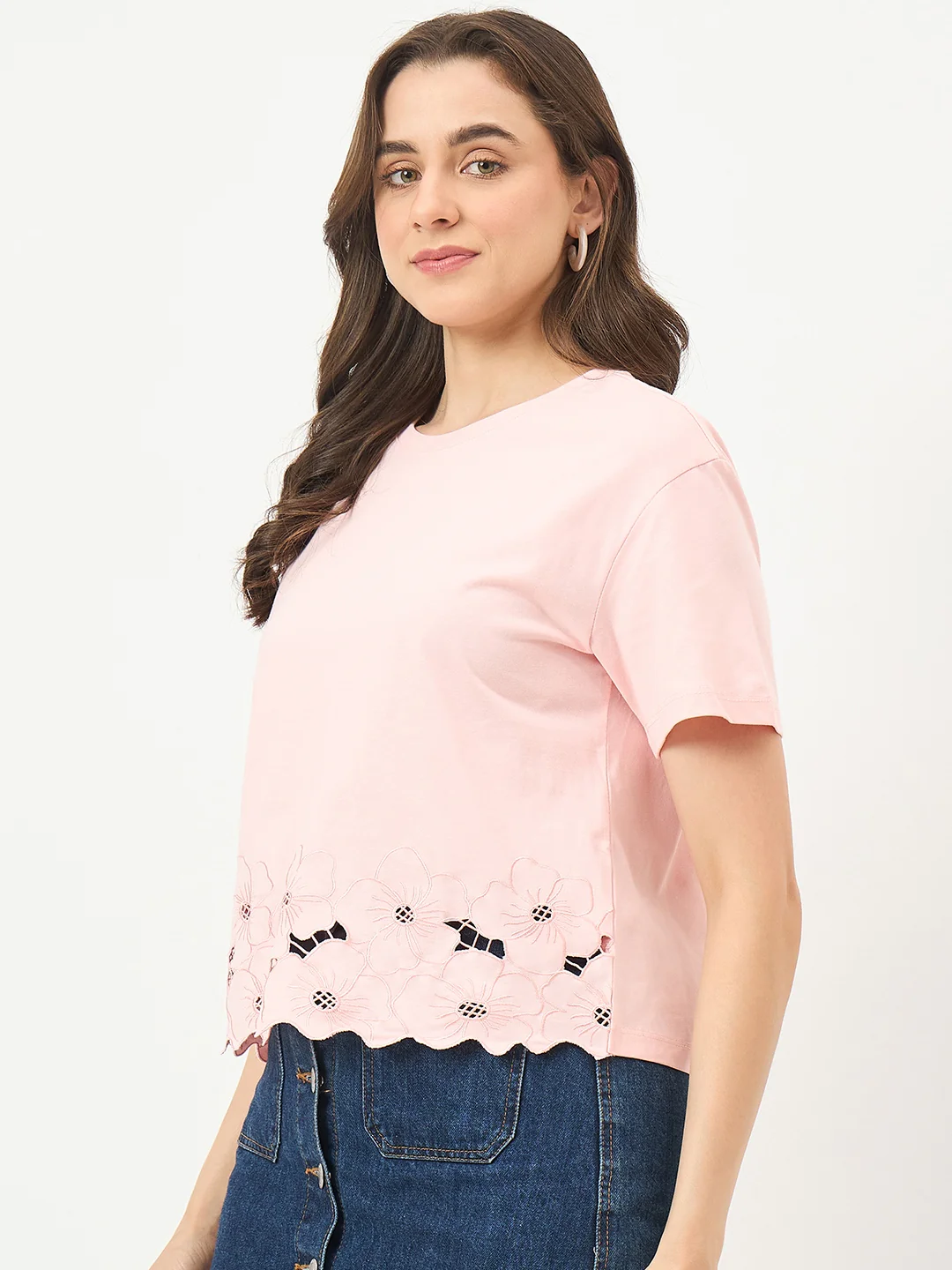 Madame Powder Pink Cotton Half-Sleeve Top - Image 5