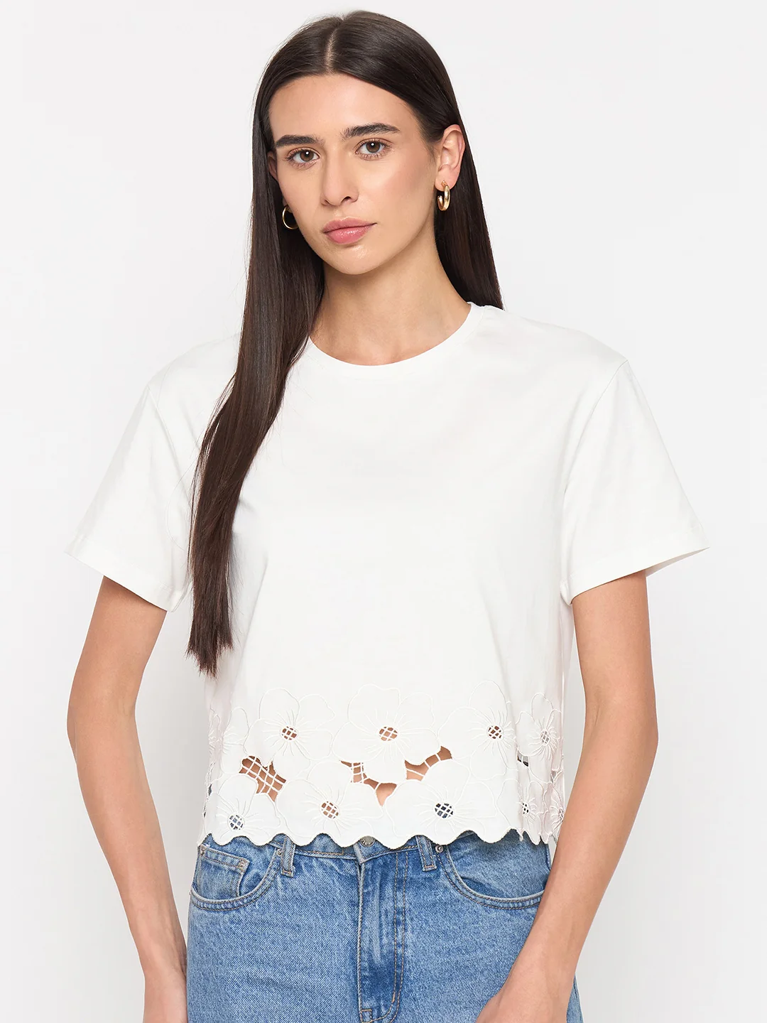 Madame White Puff-Sleeve Cotton Top