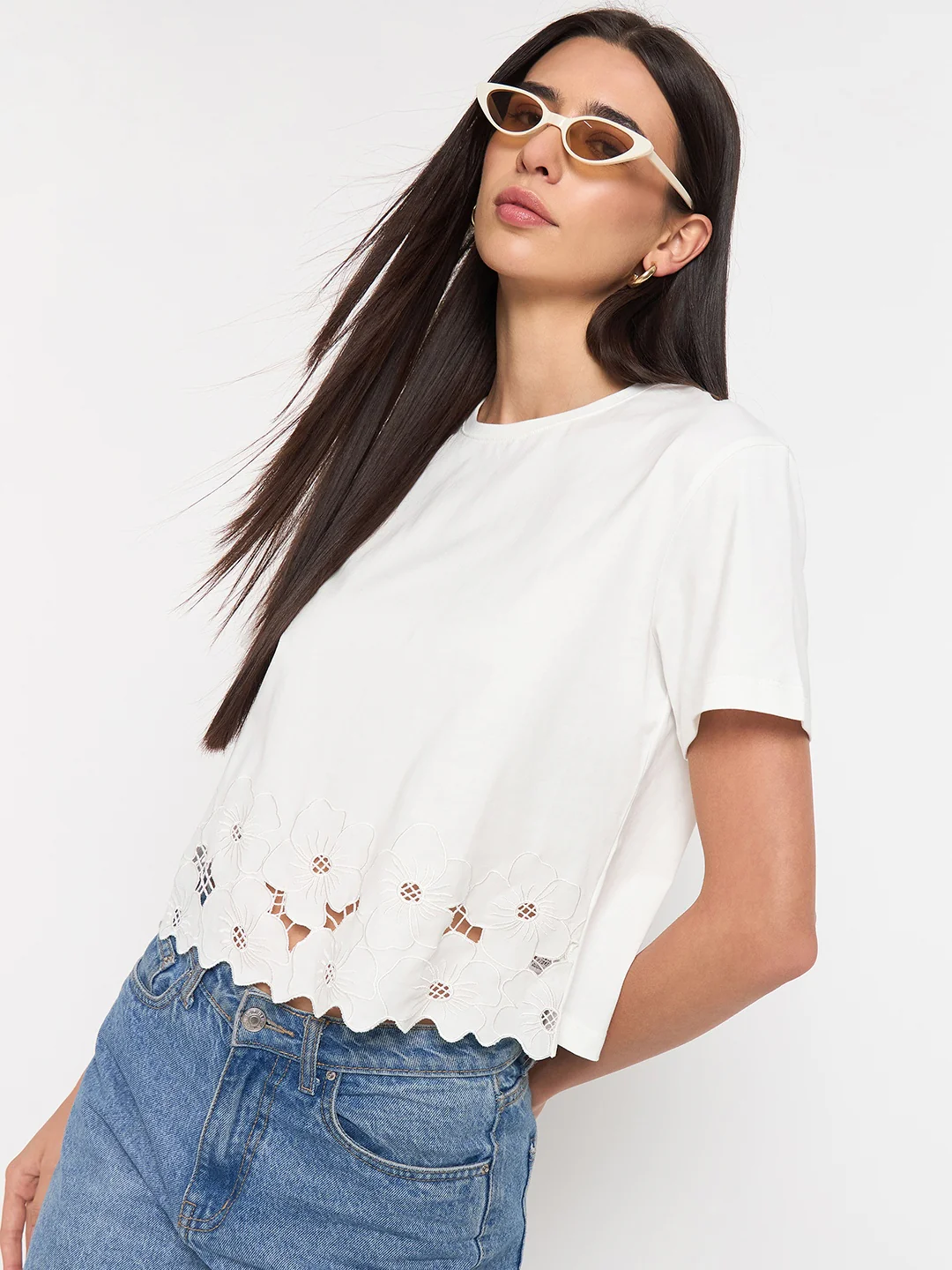 Madame White Puff-Sleeve Cotton Top - Image 2