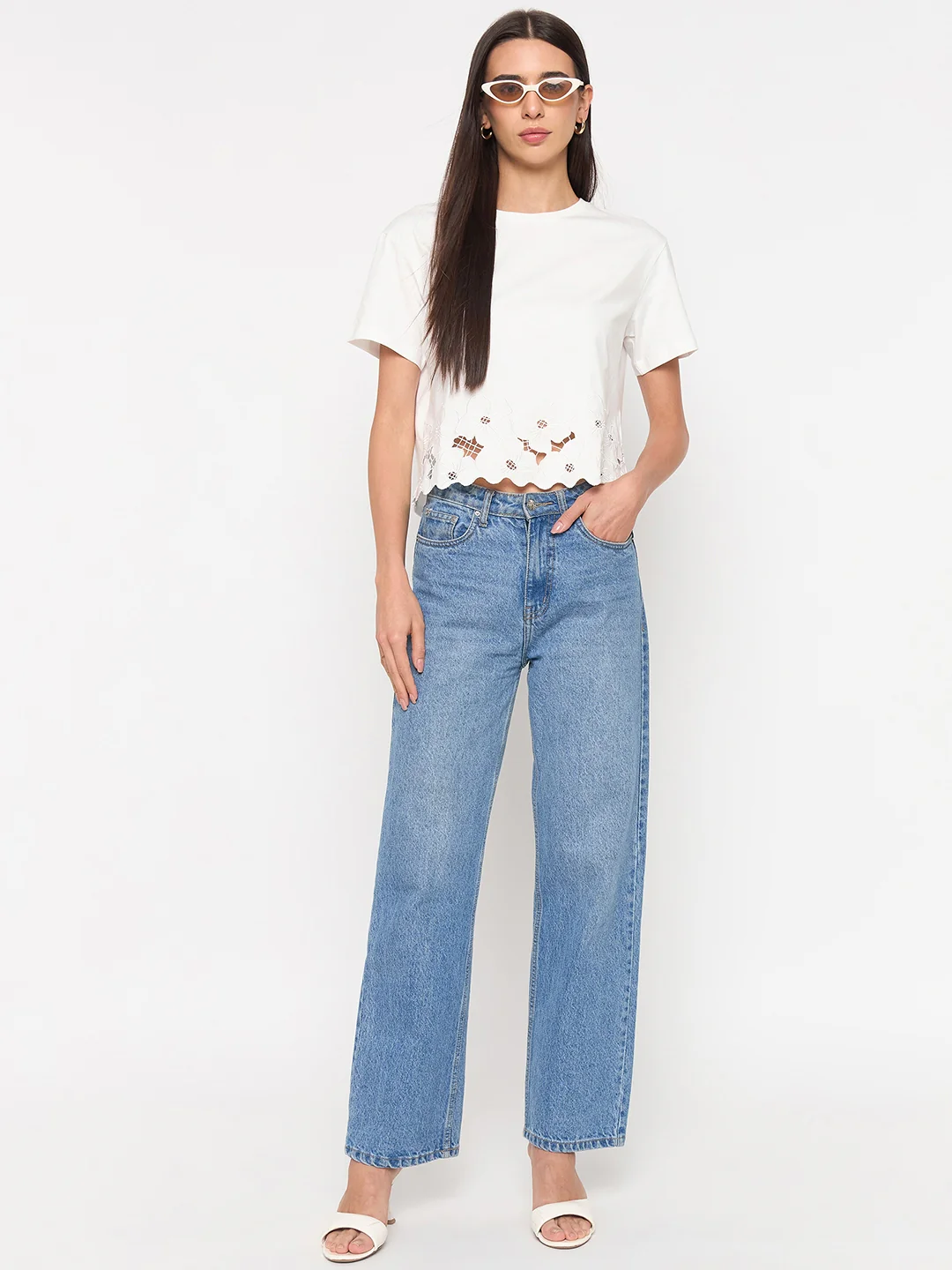 Madame White Puff-Sleeve Cotton Top - Image 3